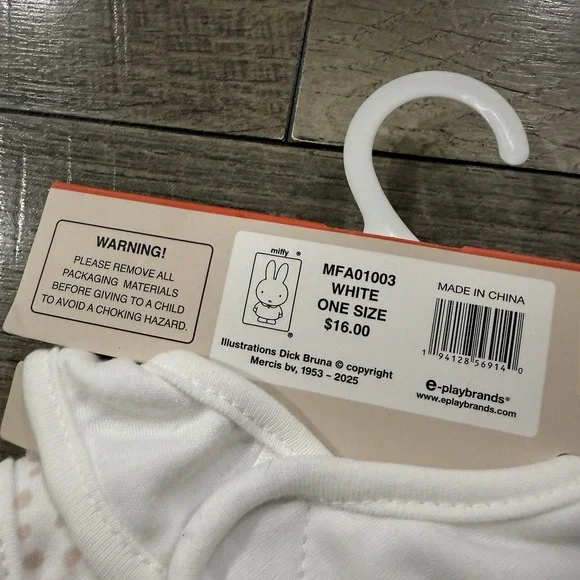 MIFFY Bunny Baby Bib Set 4 Pc Stripes White Beige Kawaii 0-9 Months One Size NWT - Picture 3 of 9